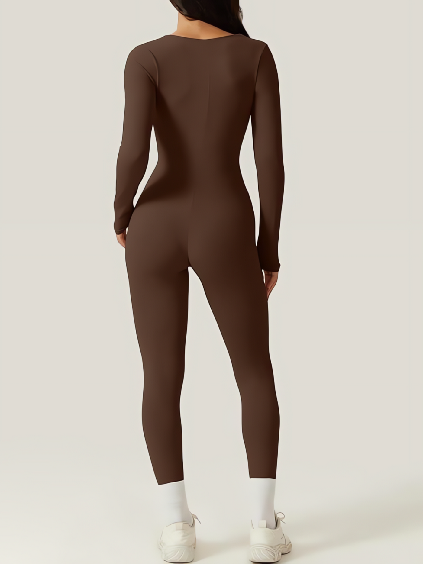 Stretch Bodycon Jumpsuit voor Dames met Lange Mouwen en Flared Pijpen