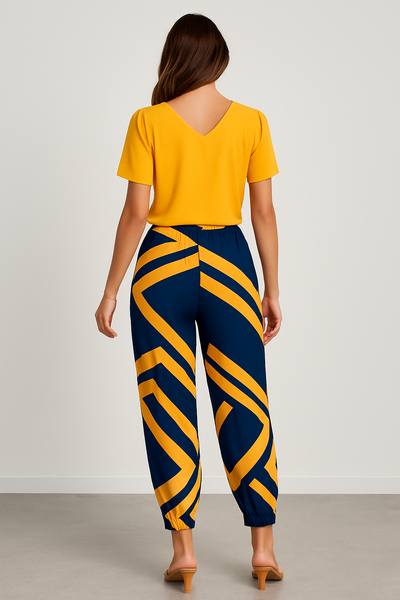 Portia | Tweedelige Jumpsuit met Print en V-Hals