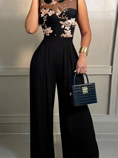 Shanna | Jumpsuit met Geborduurde Top en Wijde Pijpen