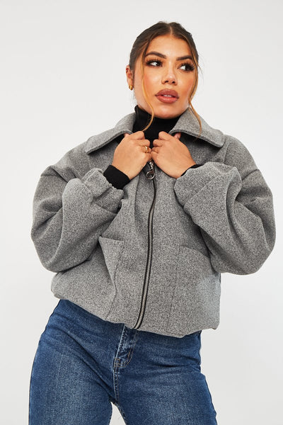 Grey Zip Front Side Pocket Shacket - Lima