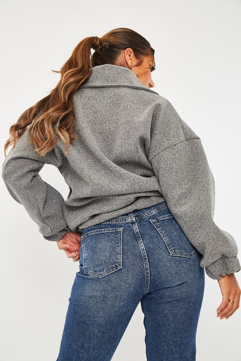 Grey Zip Front Side Pocket Shacket - Lima