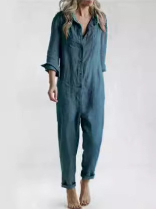 Trendy Dames Utility Jumpsuit met Lange Mouwen en Zakken