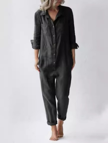 Trendy Dames Utility Jumpsuit met Lange Mouwen en Zakken
