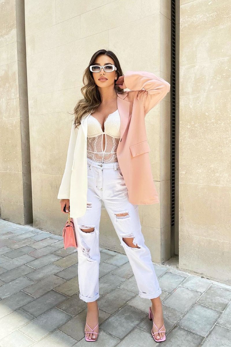 Pink Splice Oversized Blazer - Henny