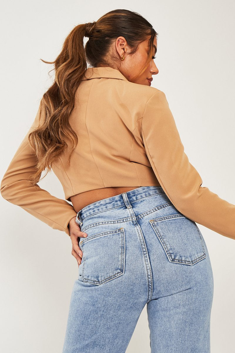 Stone Double Button Cropped Blazer - Dolly