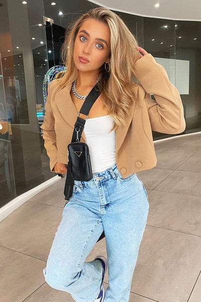 Stone Double Button Cropped Blazer - Dolly
