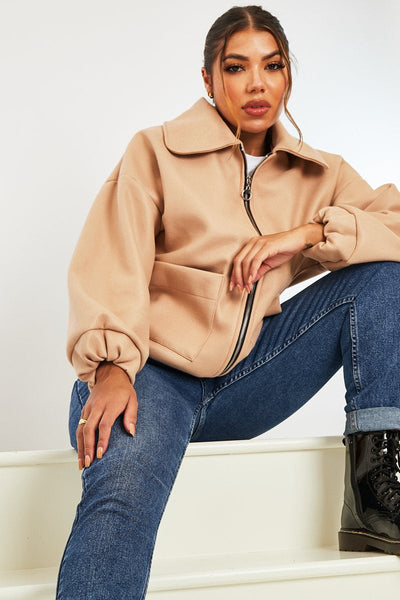 Stone Zip Front Side Pocket Shacket - Lima