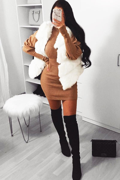 White Faux leather and Fur Gilet - Felicia