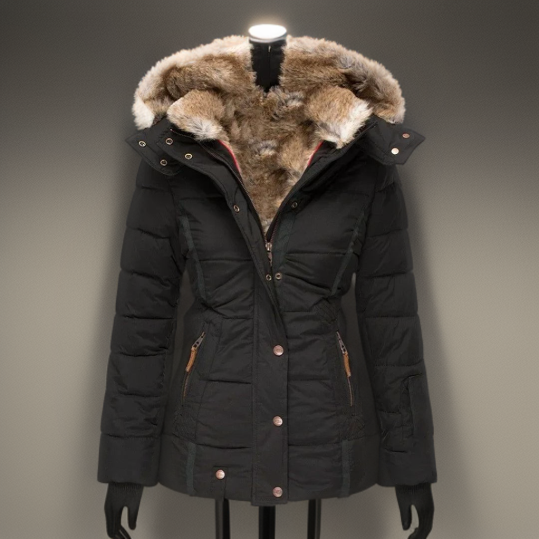 Women's Winter Coat with Belt and Detachable Hood