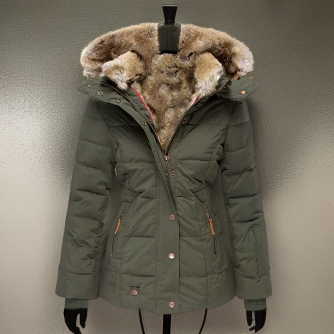Women's Winter Coat with Belt and Detachable Hood