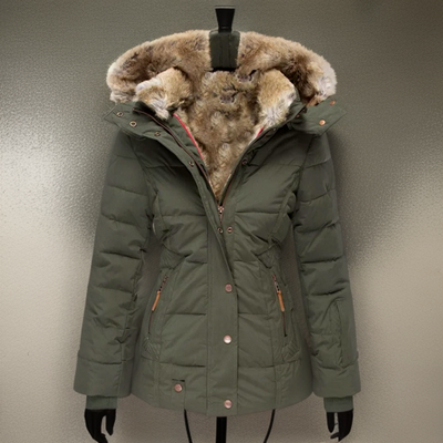 Women's Winter Coat with Belt and Detachable Hood