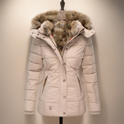 Women's Winter Coat with Belt and Detachable Hood
