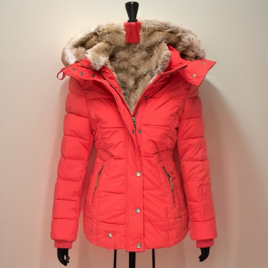 Women's Winter Coat with Belt and Detachable Hood