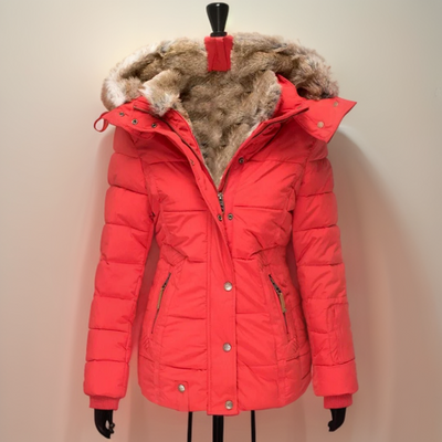 Women's Winter Coat with Belt and Detachable Hood