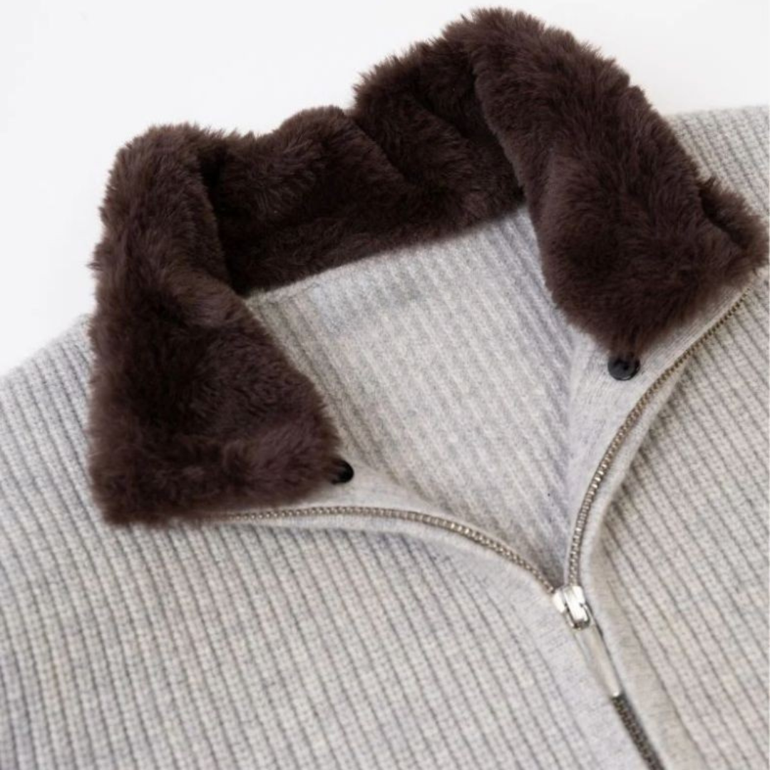 Fur Collar Wool Blouson | Grey