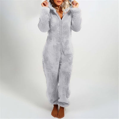 Warme Teddy Fleece Dames Onesie met Capuchon
