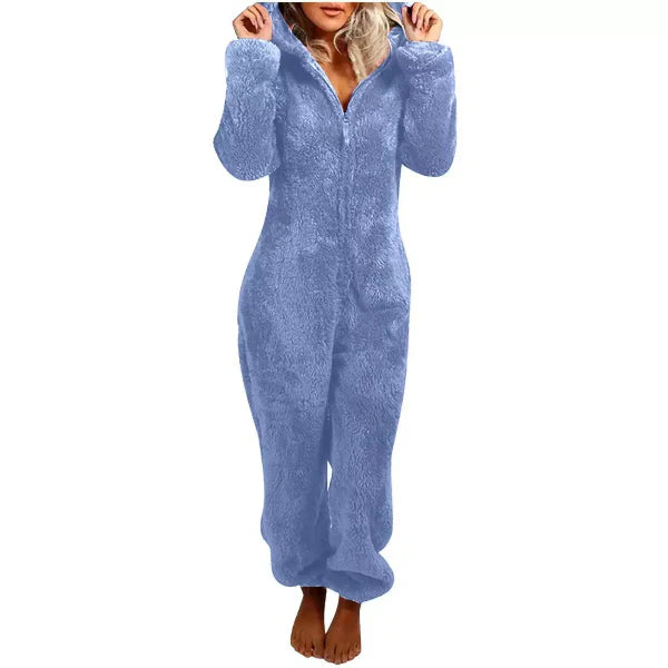 Warme Teddy Fleece Dames Onesie met Capuchon