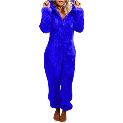 Warme Teddy Fleece Dames Onesie met Capuchon