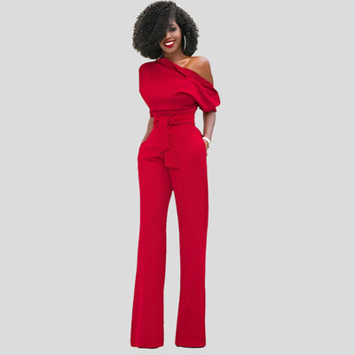 Hani | One-Shoulder Jumpsuit met Wijde Pijpen