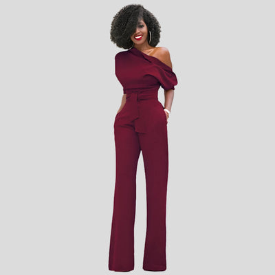 Hani | One-Shoulder Jumpsuit met Wijde Pijpen